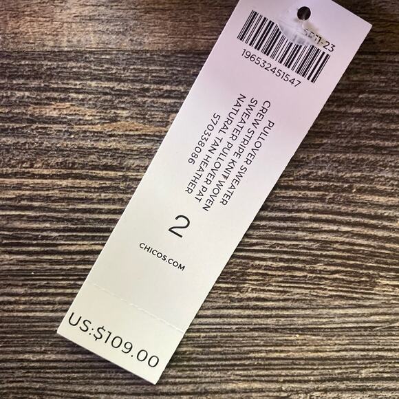 Chico’s striped pullover crew sweater - Picture 2 of 9